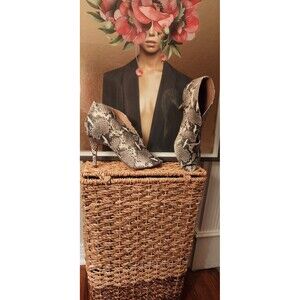 Halogen Rowen Fall/Winter Bootie in Natural Snake Printed Leather Sz 7.5